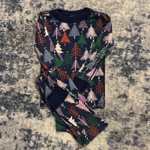 Hanna Andersson Kids Pajama Set - Navy with Multicolor Trees